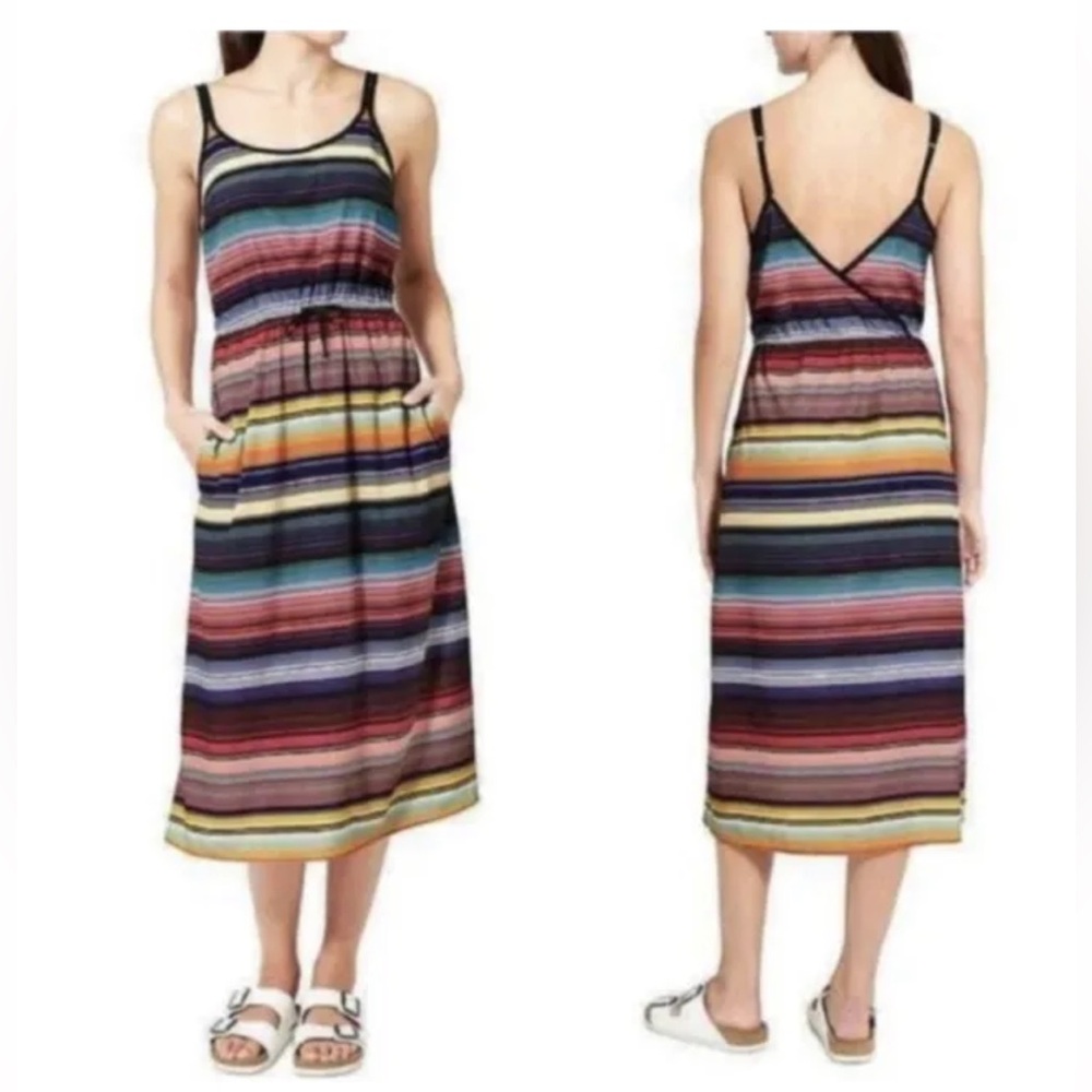 Athleta Havana Rainbow Stripe Midi Dress Size Medium